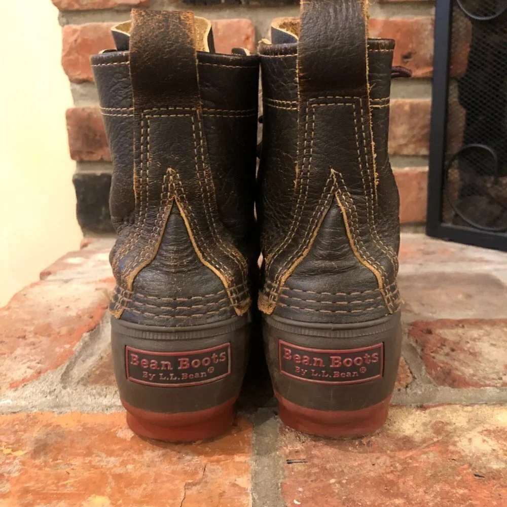 L L Bean Duck Boots Brown Bison Leather Ankle Lace Up Size 6 Medium